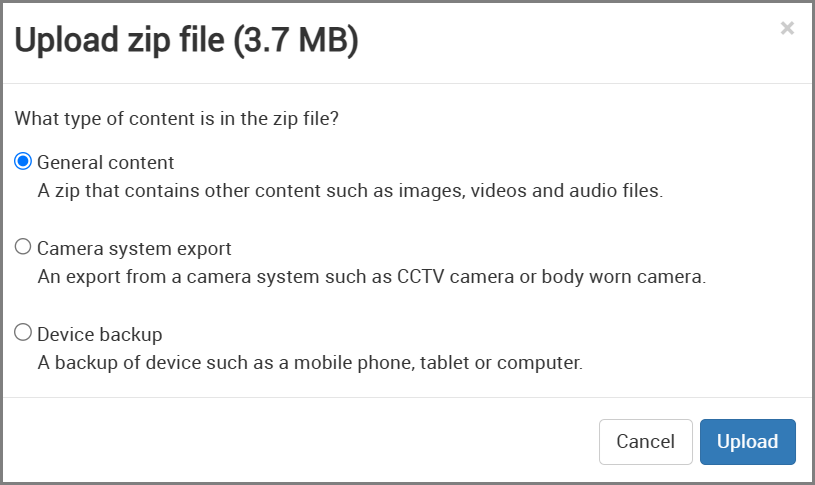 Upload Zip type modal dialog 2.4 (Juliett)